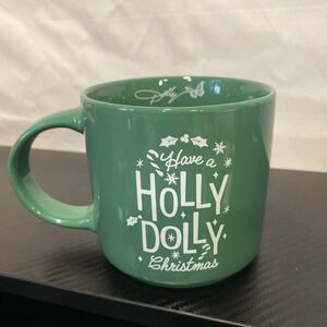 DOLLY PARTON 16 Oz. Green HAVE A HOLLY DOLLY CHRISTMAS Holiday Mug.